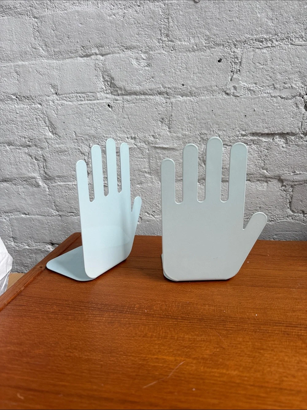 Vintage Jonathan Adler Pop Art Hands Bookends in Light Blue